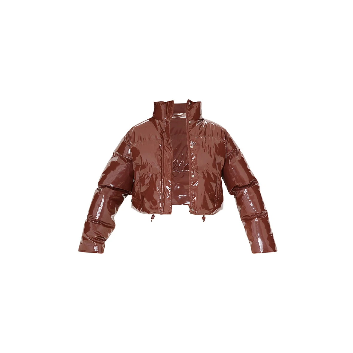 Plus Chocolate Cropped Vinyl Puffer Jackets Puffer jacket Custom Women Winter Outer Wear Padded Plain Quilted Jacket