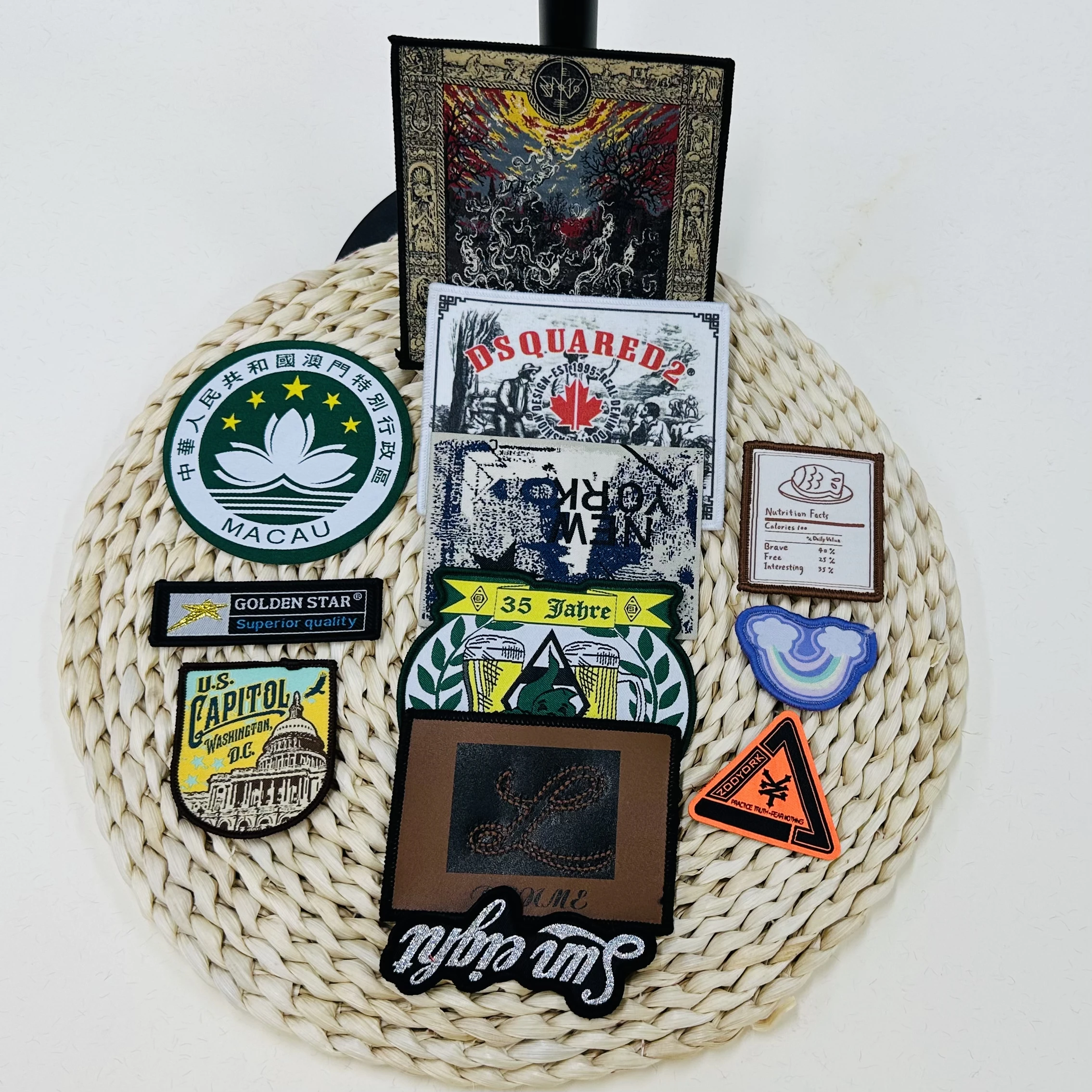 Custom 100% embroidered embroidery patches OEM Soft Embroidered Badges Woven Iron-on Patch For Clothing/hats