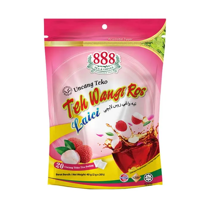 Ready To Serve Pot Bag 20 Sachets Rose Scented Tea with Lychee Flavor Individual Packaging From Malaysia