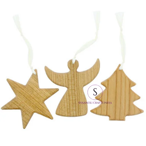 High Quality Indian Handmade Christmas Wooden Star Presents Tags Labels For Xmas Tree Custom Christmas Ornaments Return Gifts