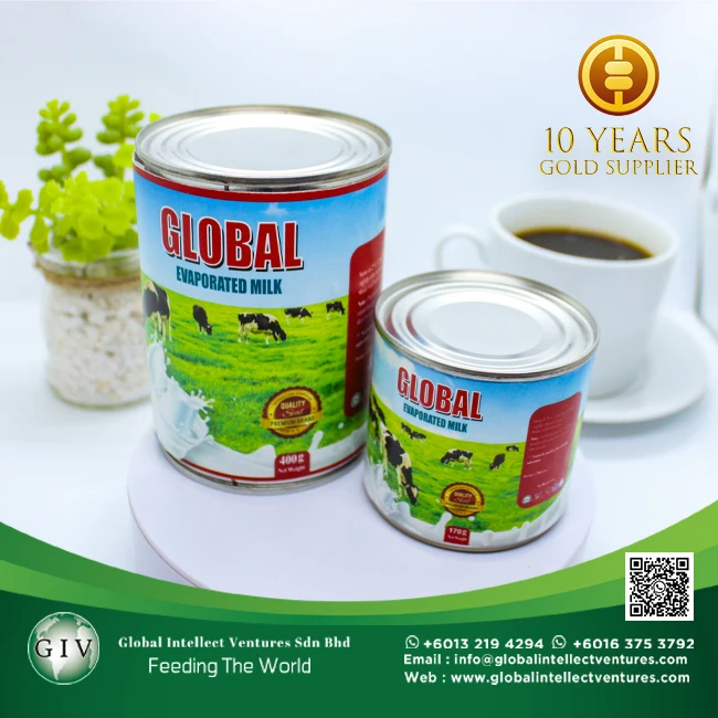 Top Quality Evaporated milk with 2% protein for Coffee or Tea and Baking high quality products from Malaysia 390g,500g,1kg.