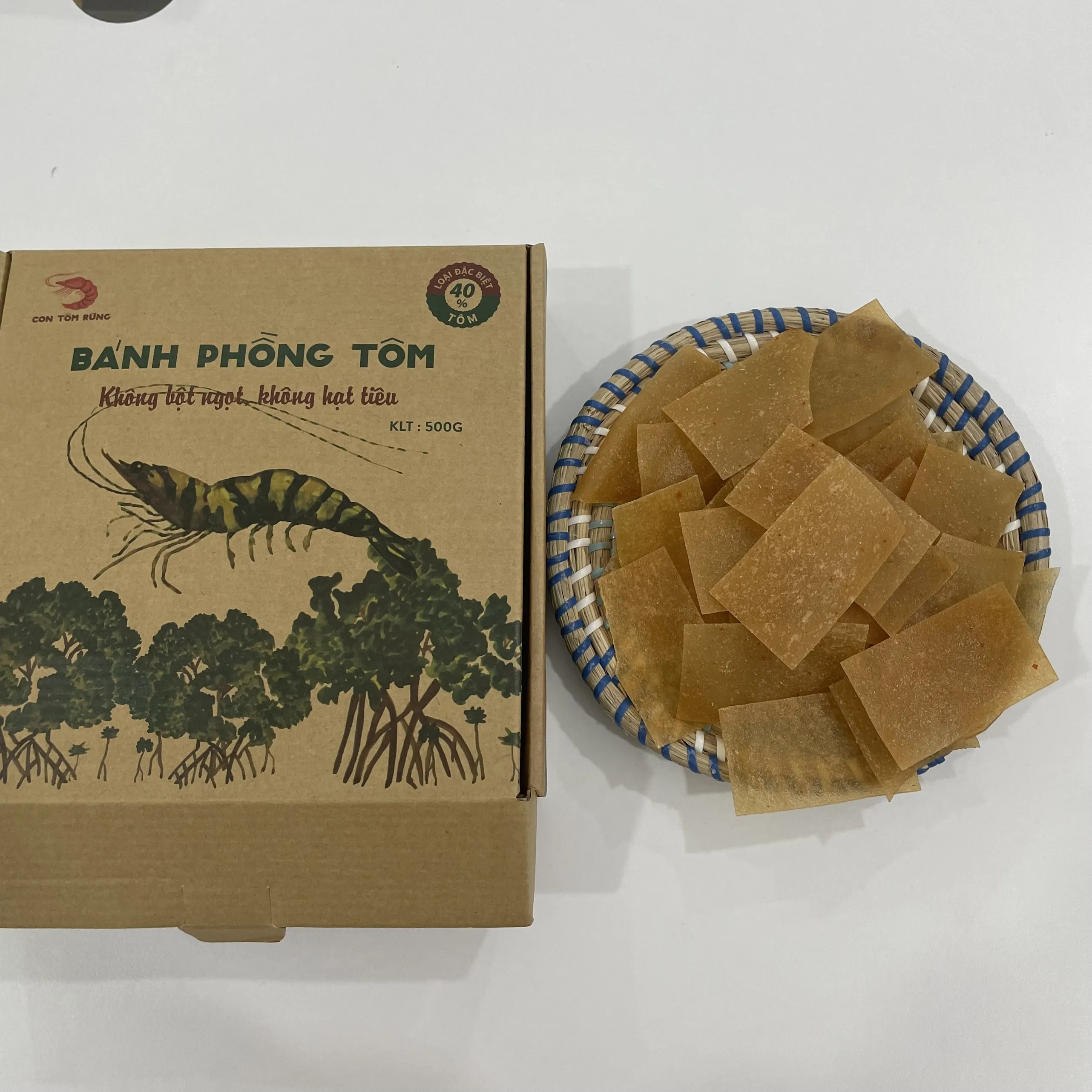 Vietnam 500gr Natural Red Fresh Seafood Snacks Salty Crispy Puff Cake Prawn Cracker Shrimp Chips In Box Packaging