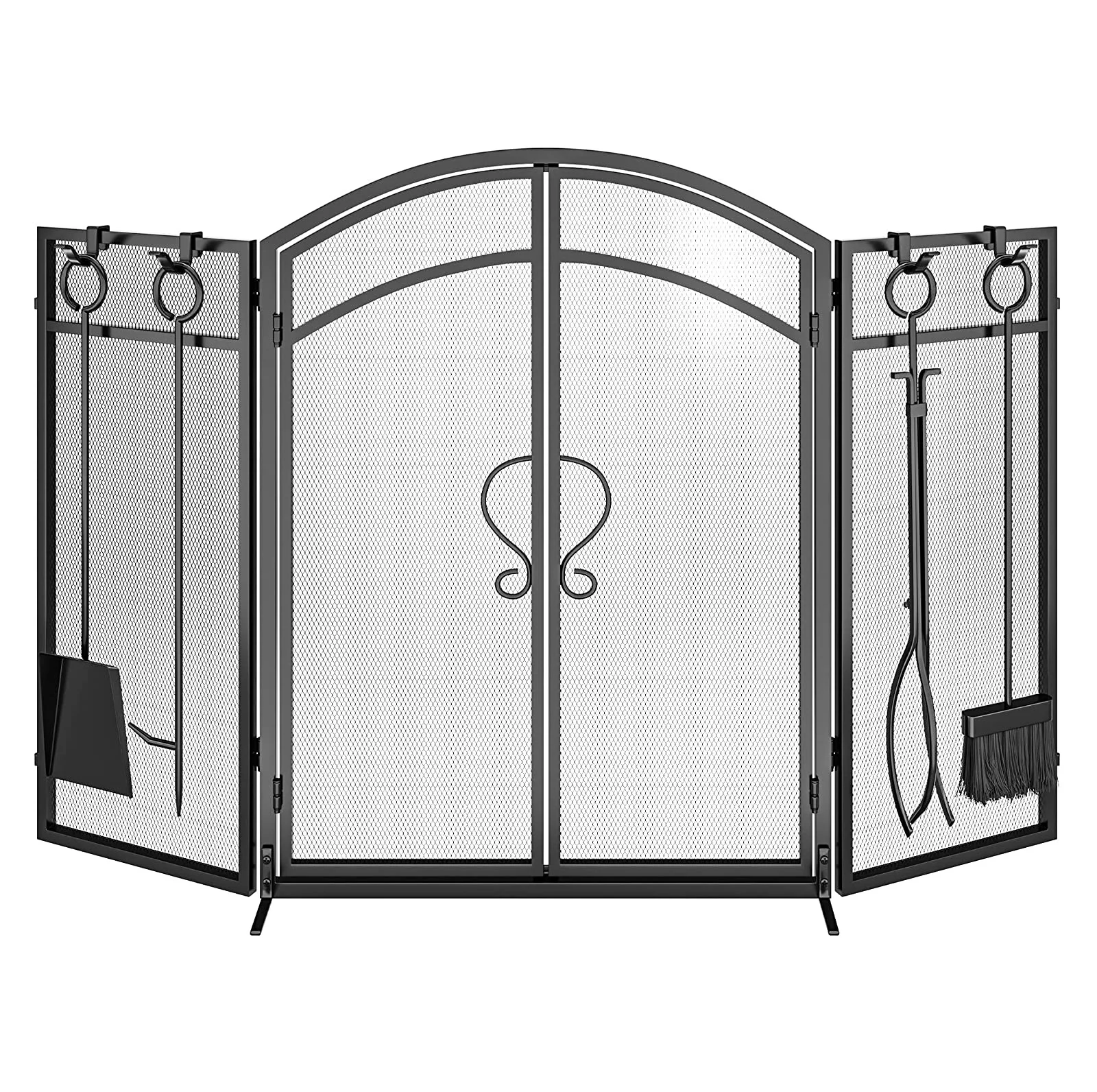 Unique Fire Guard Screens For Large Fireplace Spark Protector With Decorative Scroll And Handle Solid Wrought Iron Fire Screen