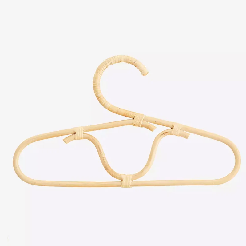 Hot Sale Set Of 2 Basic Handmade Rattan Round Clothes Hanger Hook For Kid and Adults Vintage Style Vietnam Supplier
