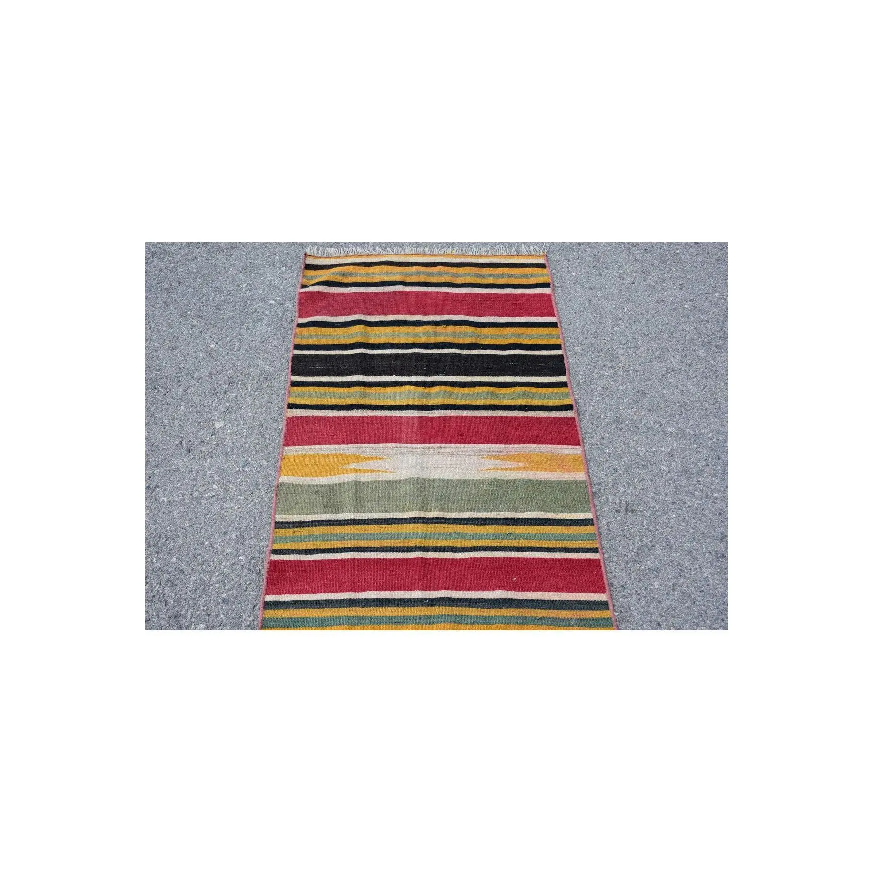 Nostalgic Kilim, Anatolian Kilim, Car Mat Kilim, 64x146 cm Small Kilim, Yellow Antique Kilim