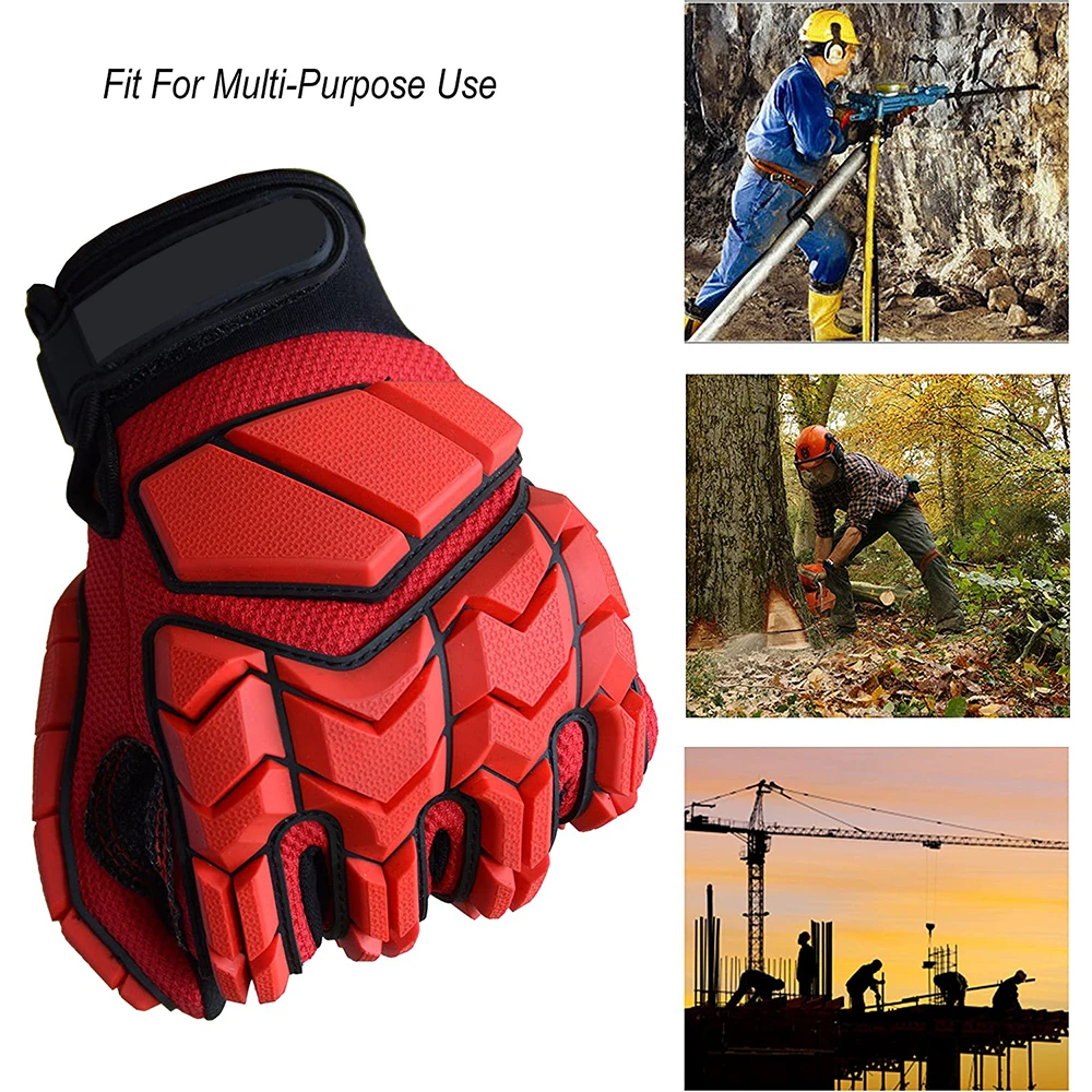 Custom Made Anti Slip Cut Resistant Anti-vibration TPR Mechanic Safety Work Impact Gloves leather mechanical glove 5 layer