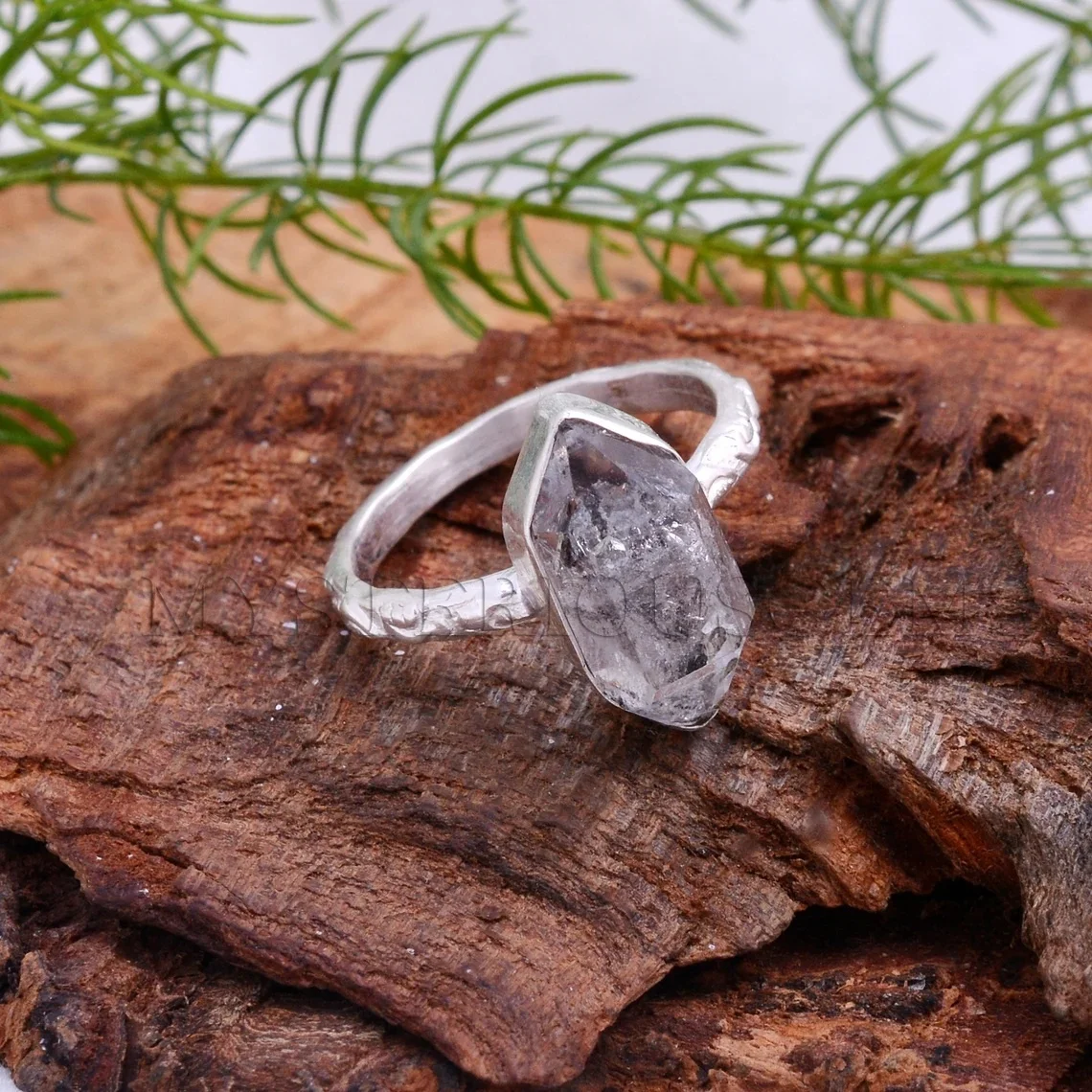Rough Marquise Shape Herkimer Gemstone Ring For Women Party Wedding Jewellery Charm Shining Diamond Gemstone Ring For Gift
