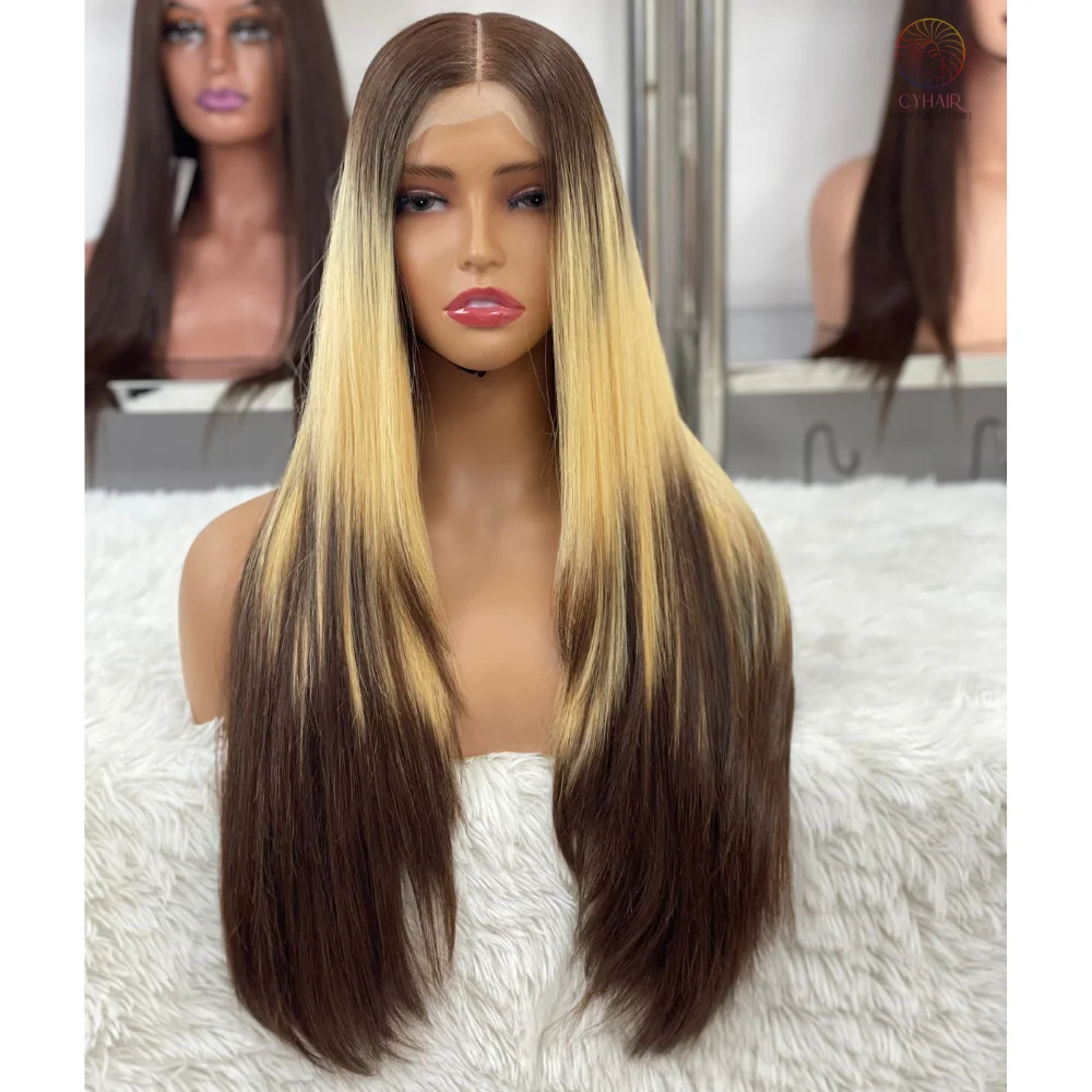 Order Now Human Hair Closure Layer Wigs Light Color Double Drawn Bone Straight Hair Raw Vietnamese Hair Wigs Cyhair Business