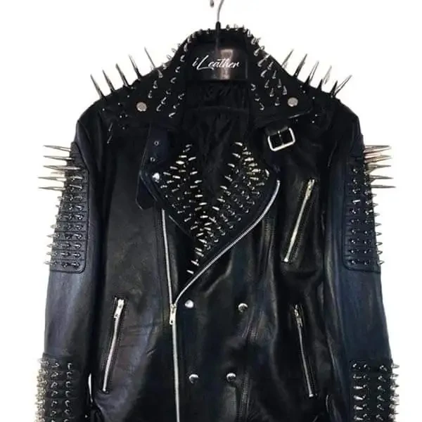 New Leather Studded Jacket Unisex Metal Spikes Wholesale Genuine Cowhide Fabric Fashion Genuine Leather Jackets Made in Pakistan