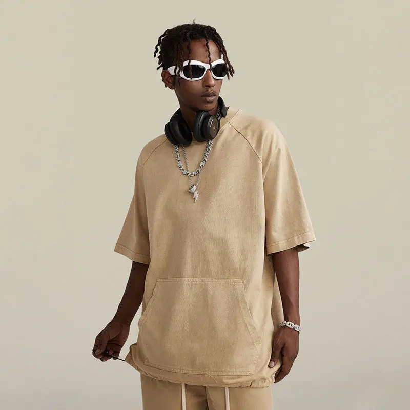 Stone wash Heavy Weight T-Shirt 300 Gsm Acid Wash Blank Oversized Vintage Tshirt Acid Wash T Shirt