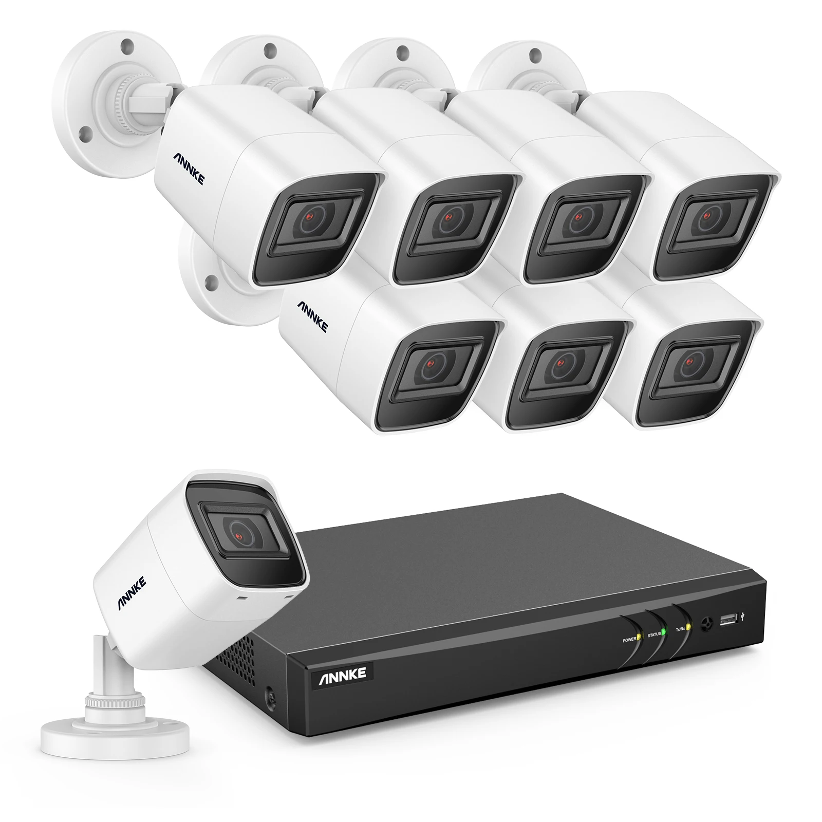 ANNKE 8CH 4K H.265+ 5-in-1 DVR Security Camera System 8pcs 8MP Outdoor Surveillance CCTV Camera System Remote Access P2P