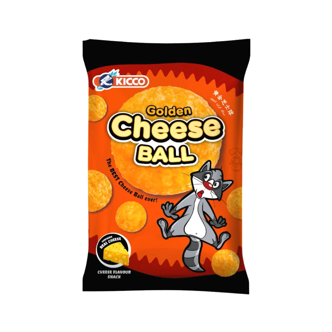 NEW Kicco Golden Cheese Ball Corn Snack with Real Cheddar Cheese Powder 14g & 60g Malaysia Products