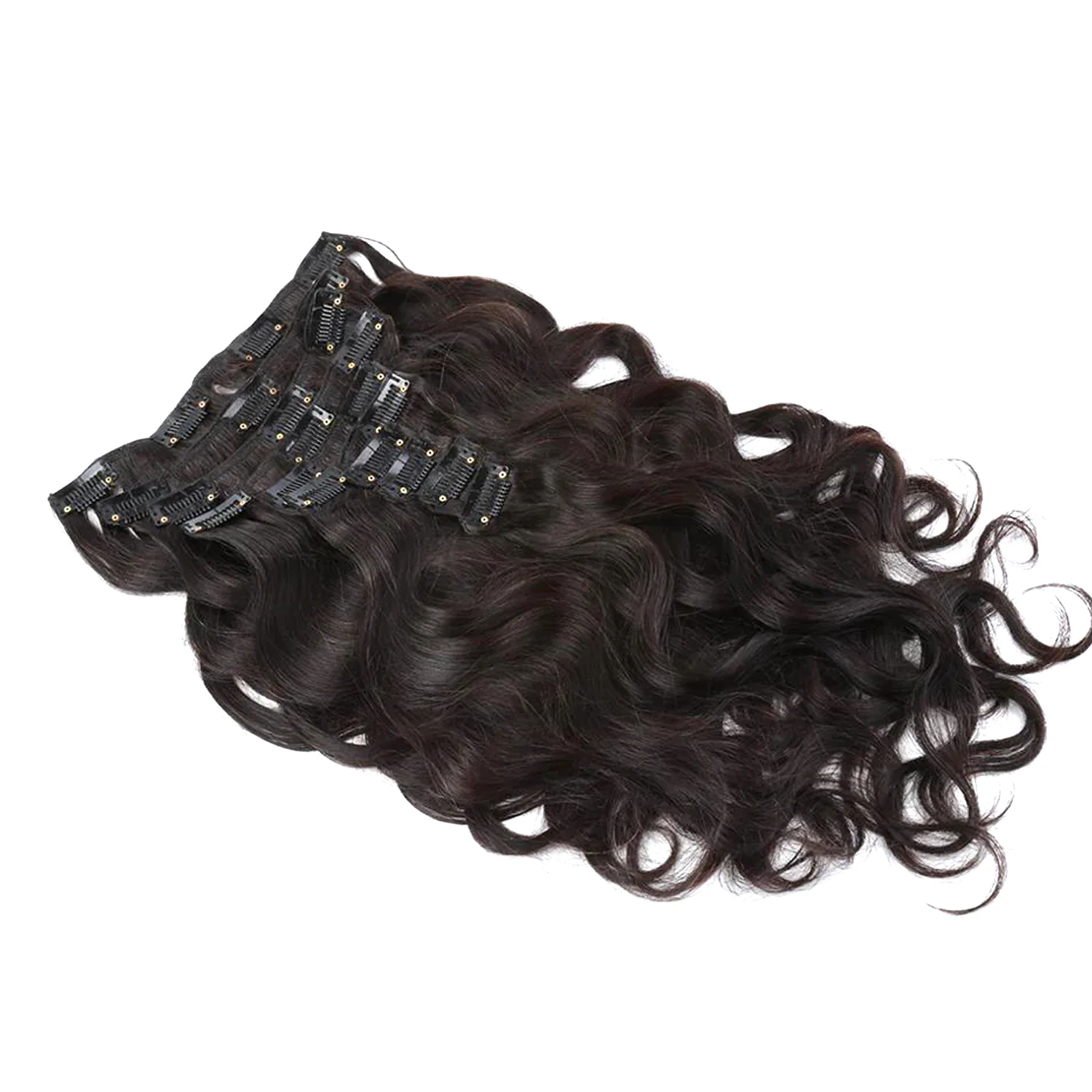 Clip in Hair Extensions 100% Human Hair Natural Color Wavy Curly Set Straight Blonde Color Ombre Color 7 Pcs INDIAN Hair Nail
