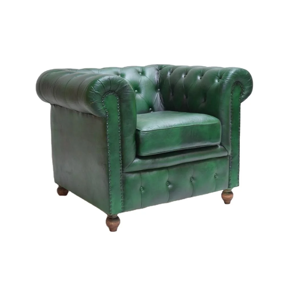 Beautifully Designed One Seat Designer Sofa Solid Wooden Base and Genuine Leather Modern Style Sofa for Home and Hotel