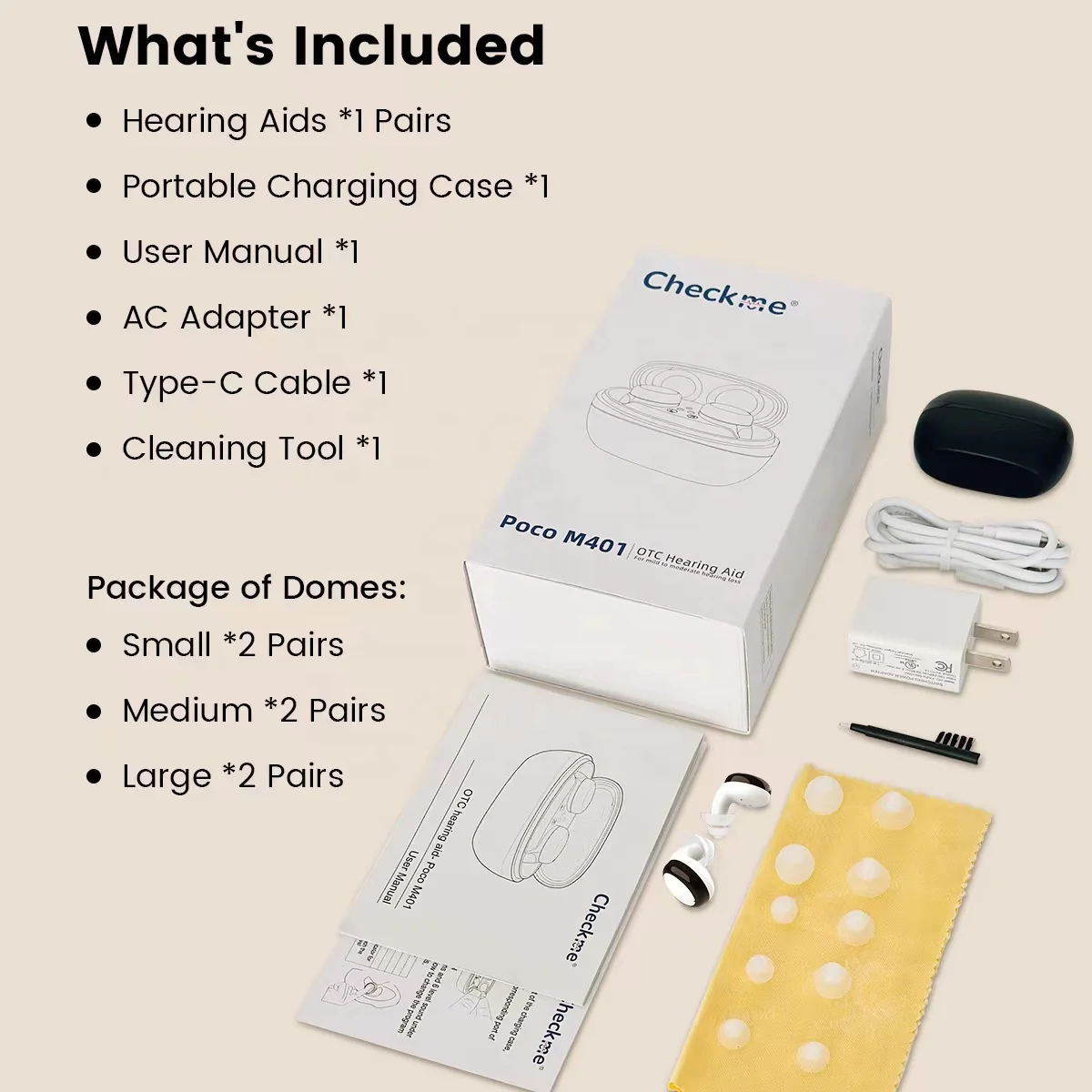 Checkme M401 In Ear Hearing Aids for Adults 4 Channel WDRC DSP Hearing Aids for Deafness OTC Hearing Aid