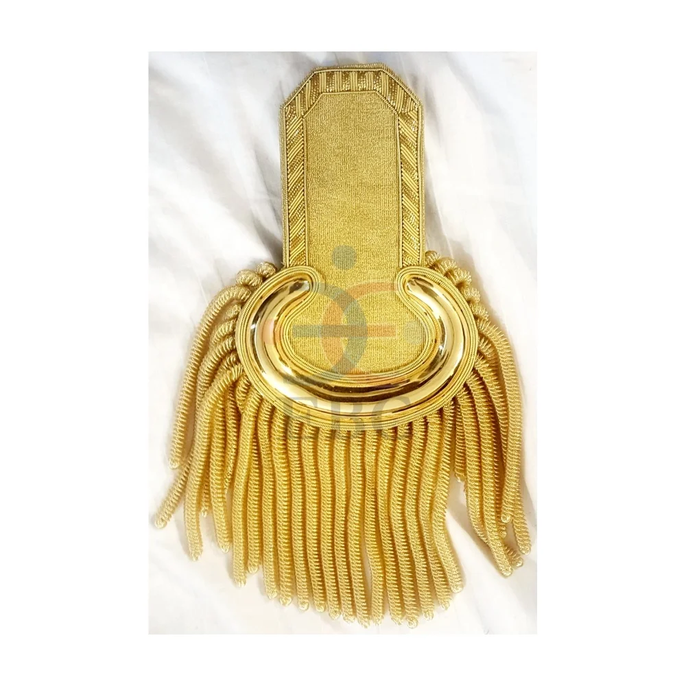 OEM Golden Border Epaulettes or a fines franges Wholesale Gold Metallic Thick or Thin Bullion Fringe Epaulettes Fashion Patch
