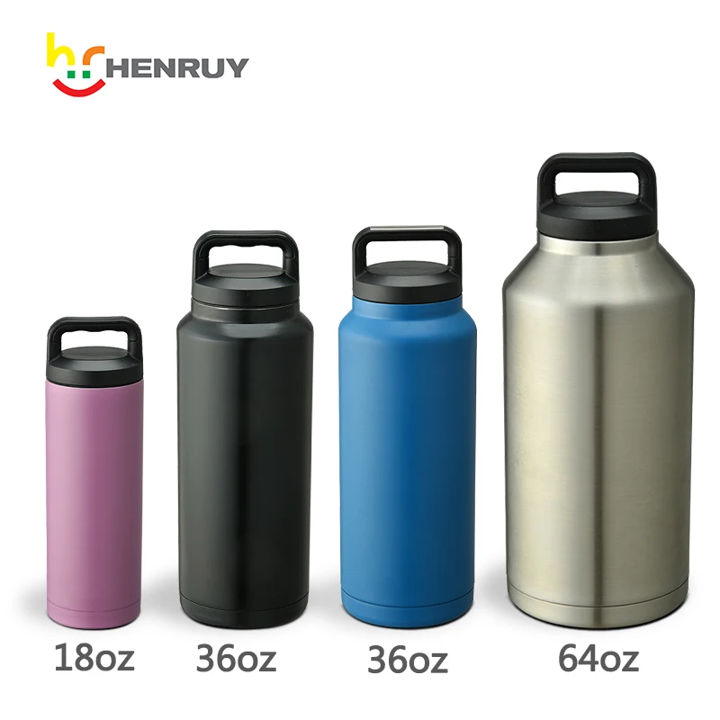 Wholesale Stainless Steel Wide Mouth XL 32oz 1Liter Beer Water Bottle With Spill Proof Twist Cap