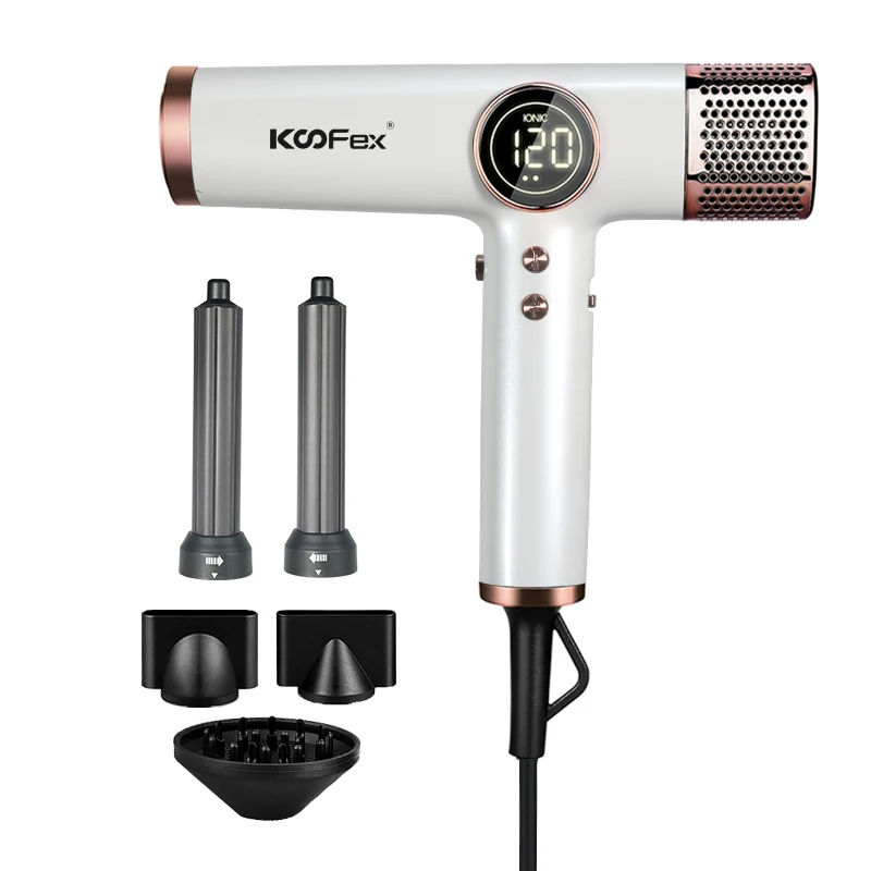 Koofex Low Price Hair Dryer Manufacturers High Quality Usb Rechargeable Led Bldc 110000 Rpm Hair Dryer