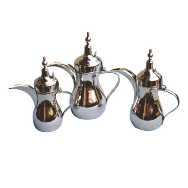 Arabic Coffee Dallah Sets Coffee Pot Cawa Cups Base Sets Long Spout Dallah Tea Pot Brass Metal Coffee Tea Pot Dallah
