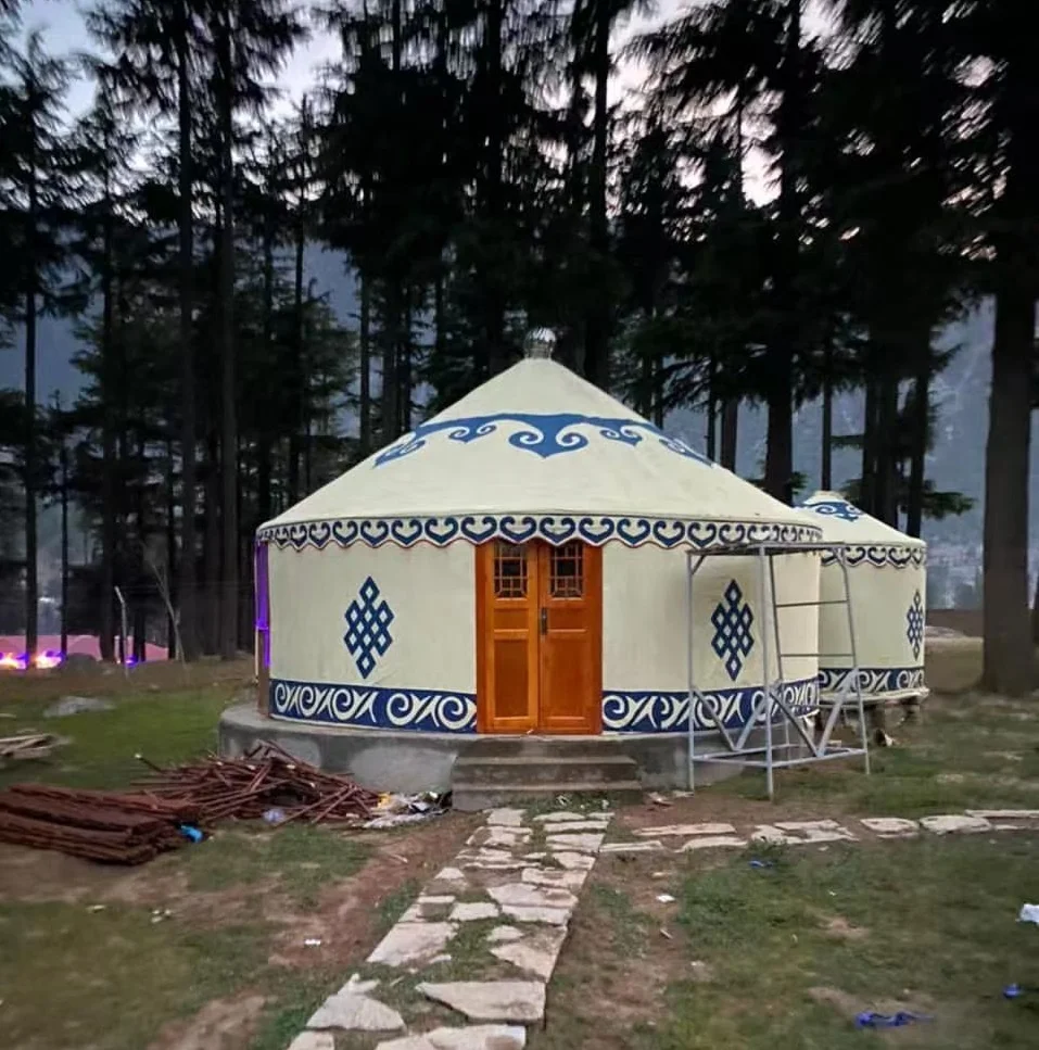Ger Sinoyurt new design tents tente de luxe vendita blue canvas 20m2 Modern luxury Mongolia yurt