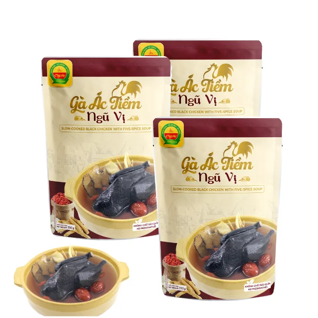 350g Slow-cooked Five Spices Black Chicken Soup Fresh and Nutritious OEM Ready-Eat Meal Instant Vietnam Healthy Food MRE