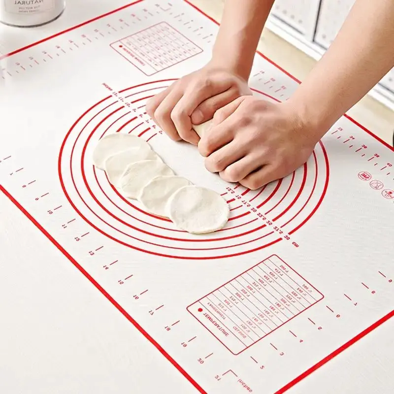 Dough Rolling Mat Pastry Baking Mat Non Stick Food Grade Silicone with Measurement Silicone White Kitchen Machine 3 in 1 0.40mm