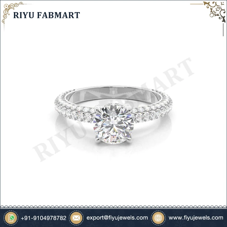 Promotional Quality Round Brilliant Cut Engagement Ring White Gold Real Diamond Ring for Sale at Reliable Market Price