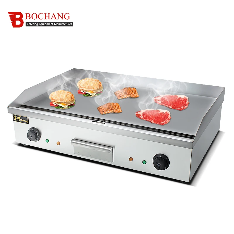 Wholesale Flat Plate Griddle Electric Catering Equipment Stainless Steel Hamburger Griddle Hot Sale Industrial Electric Griddle