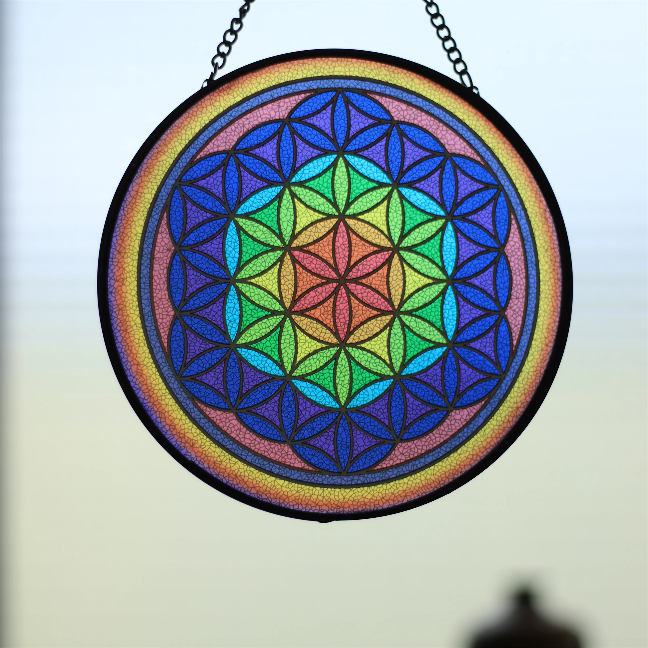 Best Selling Stained Glass Scrap Tiffany Window Decoration Pattern Brushed Nickel Pendant Light Faux Peacock Front For Wholesale