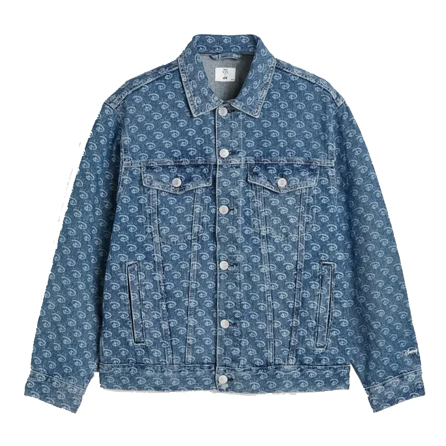 Most Stylish Men Blue Washed Digital Printed Denim Jacket Men Winter Jackets for Sale Customized Denim Jackets