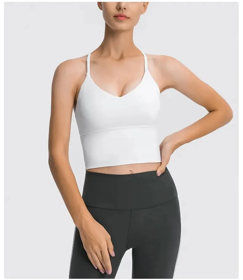 Active Wear Naked Feel  Elastane Fabric Gym Crop Top Yoga Bra For Women
