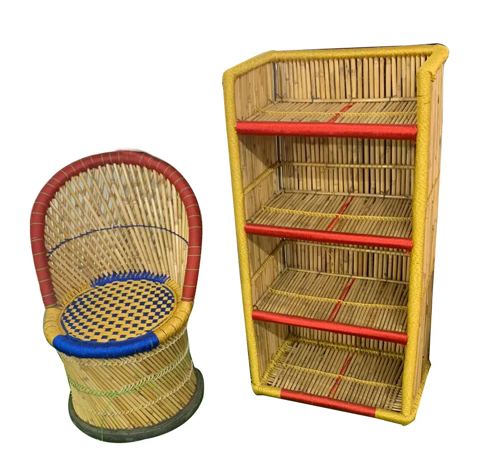 Eco-friendly Bamboo mudha chair rack shelf for storage books, clothes, Shoes, other utility things from wholesaler furniture