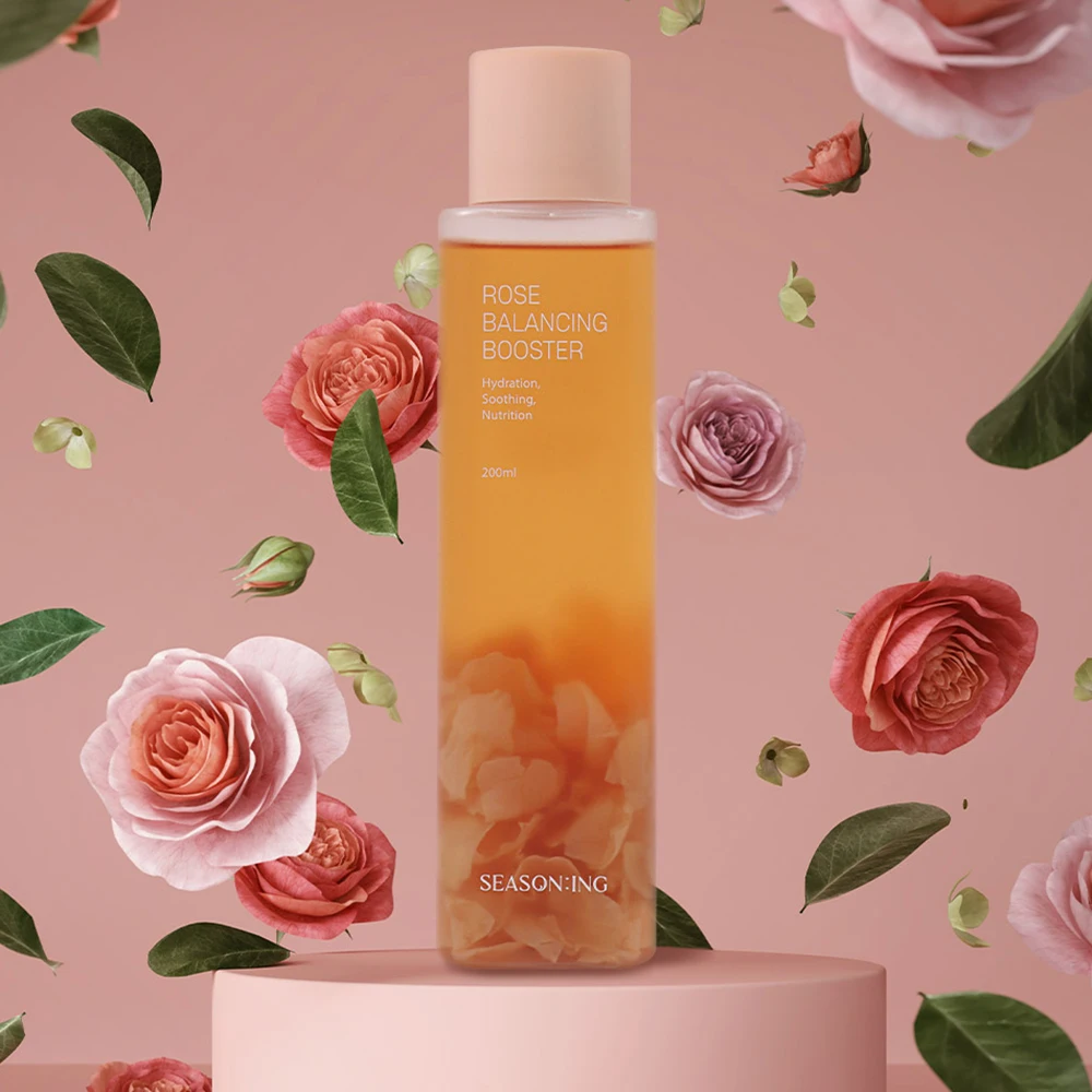 Beauty [SEASON:ING] Rose Toner with Real Rose Petals,Moisturizing,Soothing,Nutrition,Rose Balancing Booster