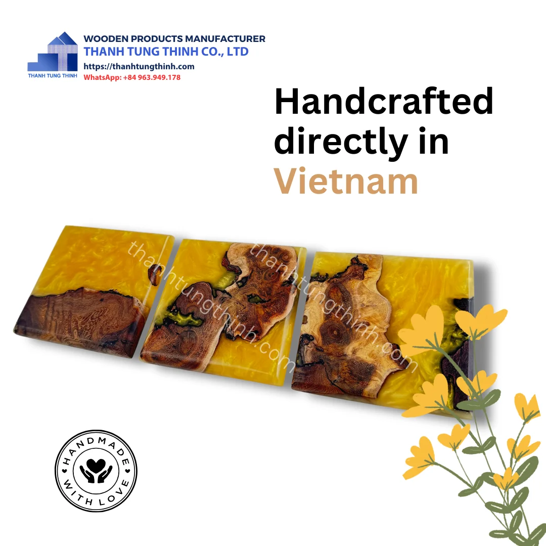 Best Seller 2024 Unique Resin Wood Coaster For Kitchenwares from Vietnam Manufacturer WhatsApp: +84 901052217