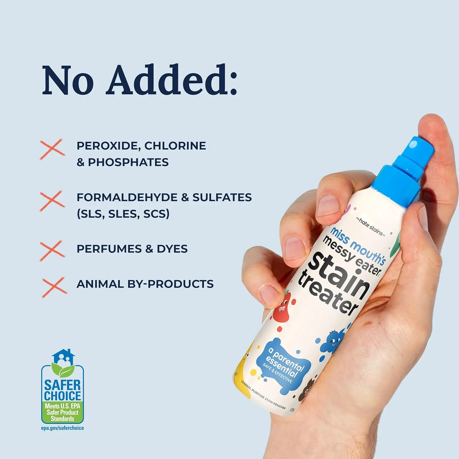 Stain Treater Spray - 4oz Stain Remover - Newborn & Baby Essentials - No Dry Cleaning Food, Grease, Coffee Off Laundry