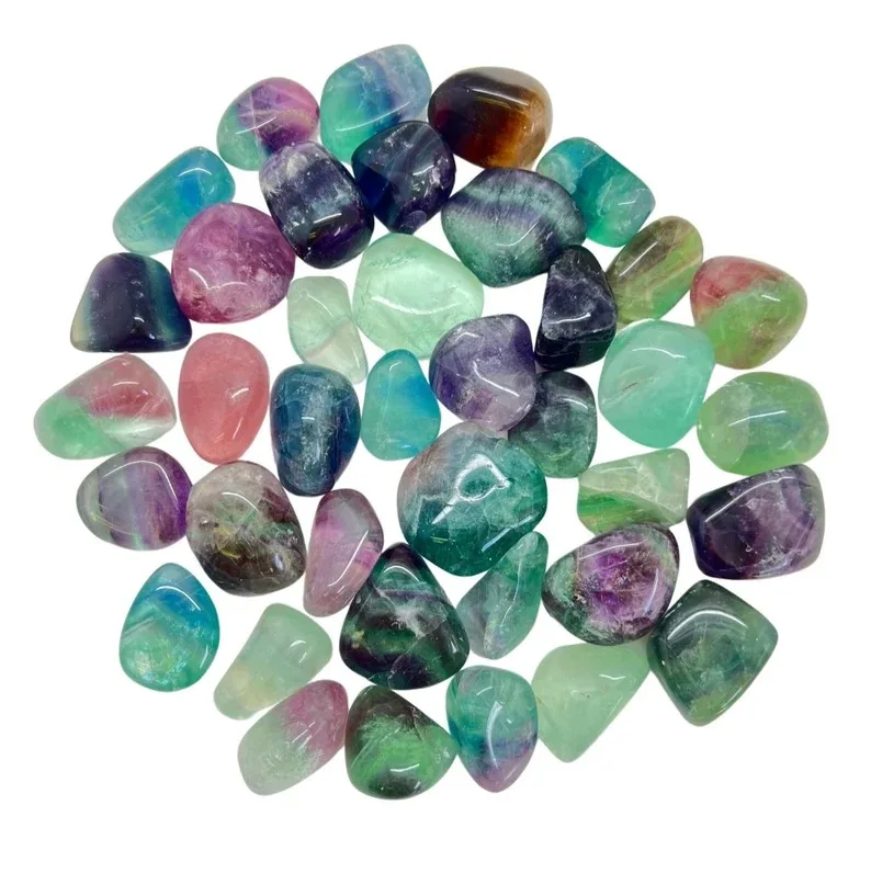 Wholesale Natural Rainbow Fluorite Tumbled Crystals Top Quality Gemstone Tumble Polished Gravel Stone For Healing And Decoration