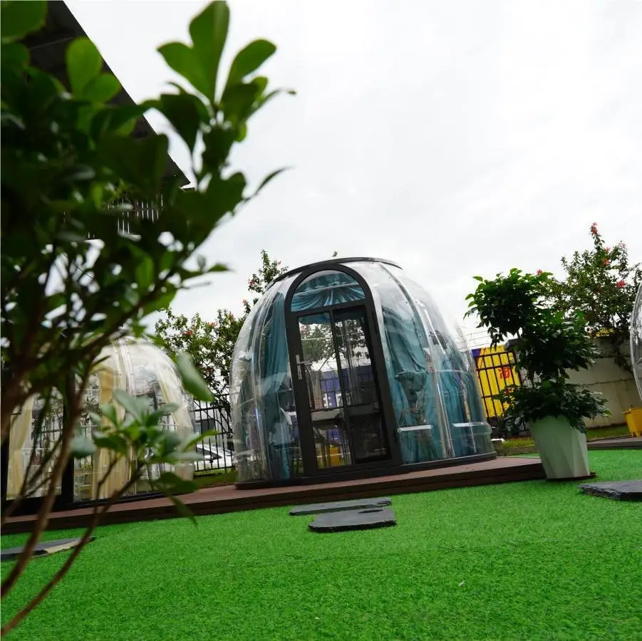 Custom Outdoor Geodesic Dome Tent Camping Tents Camps Geodome Hotel Prefab Pvc Dome House Glamping Tents with Bathroom