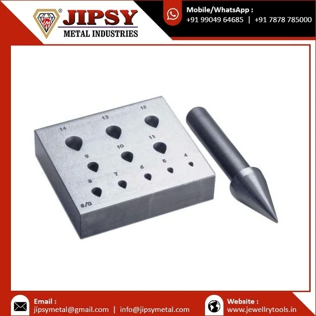 Bezel Forming Block with Round Punch - 17 Degrees - 5mm to 20mm - Bezel Setting Tool - Jewelry Forming Tool