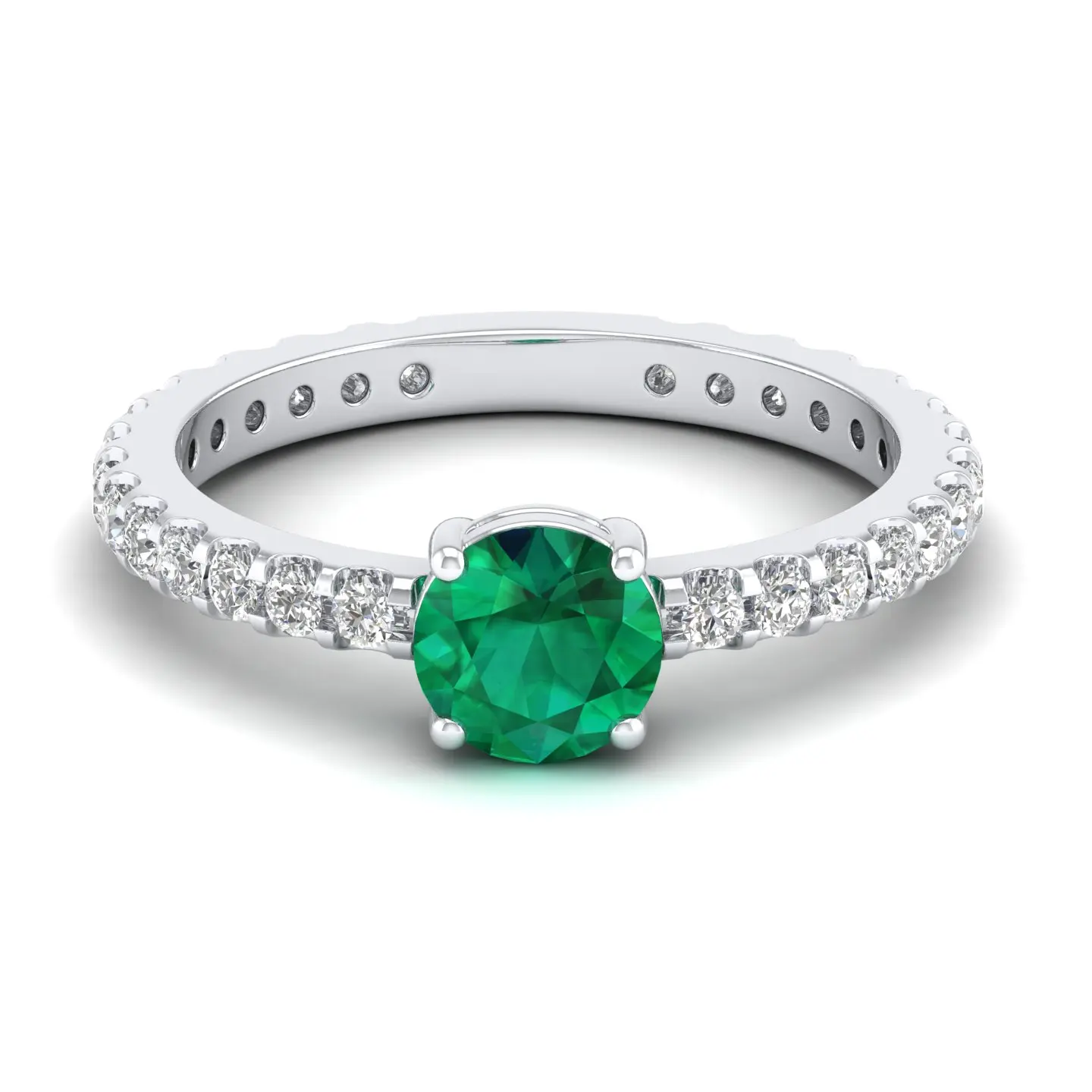 REYES Timeless New Design 14K White Gold Diamond Rings Wholesale Price 0.84 Carat Emerald Gemstone Fine Jewelry for Women