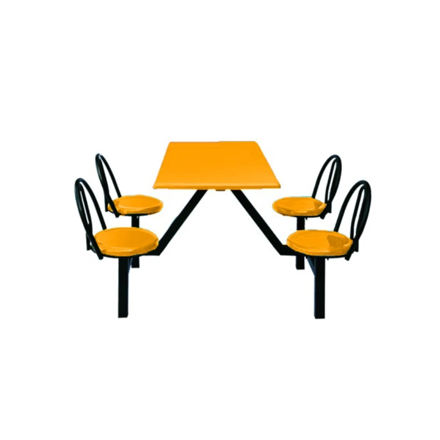 Quality Guaranteed 4-Seater Metal Canteen Table Set for School Mall & Restaurant Dining Food Court with Backrest