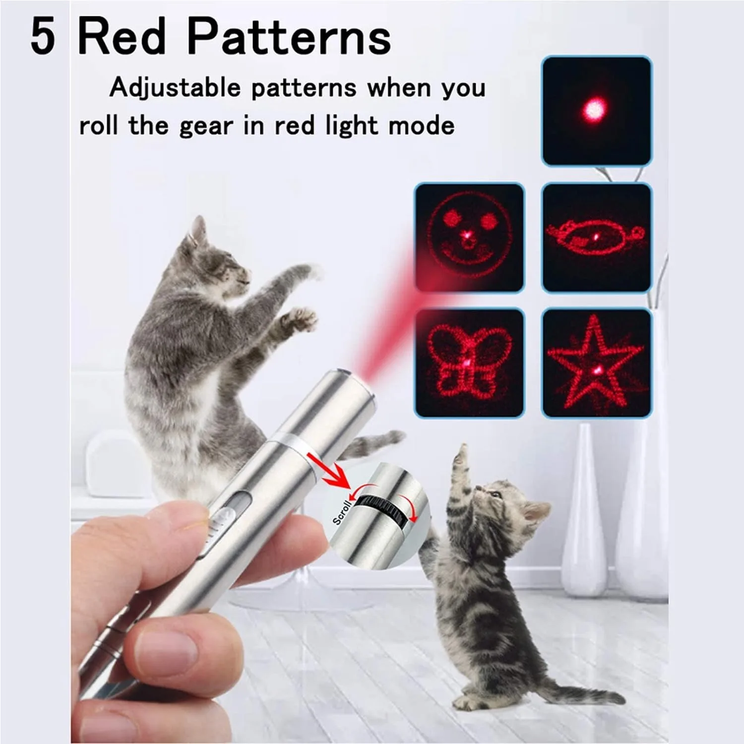 2024 Hot Mini Portable Multi Function Pattern Red UV Light Flashlight Green Light Cat Laser Pointer Pen Toy For Cats