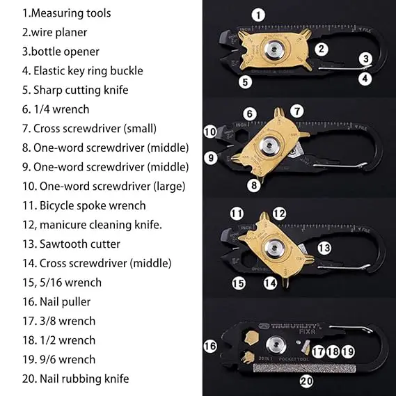 Outdoor 20-in-1 Multi-Function Combination Tool EDC Outdoor Portable Gadget Portable EDC Keychain