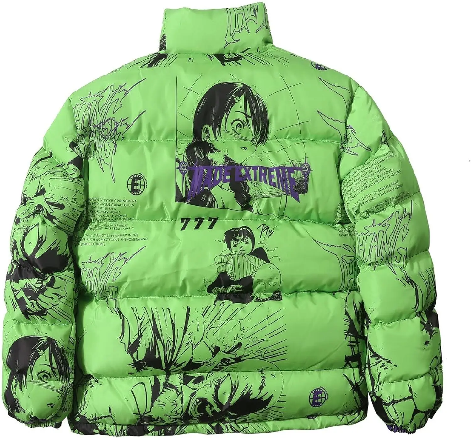 New Fashion Austhetic Unisex Winter Thick Anime Printed Puffer Jackets 320gsm Polyester Filling Inside Plusize sublimated jacket