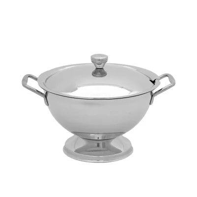 Stainless Steel Metal Serving Bowl Soup Tureen Pot With Lid
