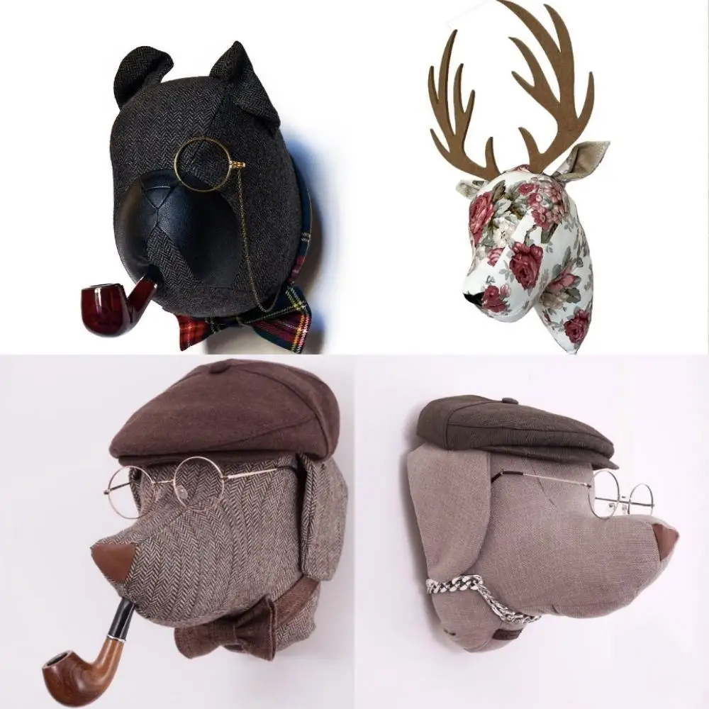 Modern art fabric animal head sculpture wall mounted color  model resin animal statue crafts home decoration