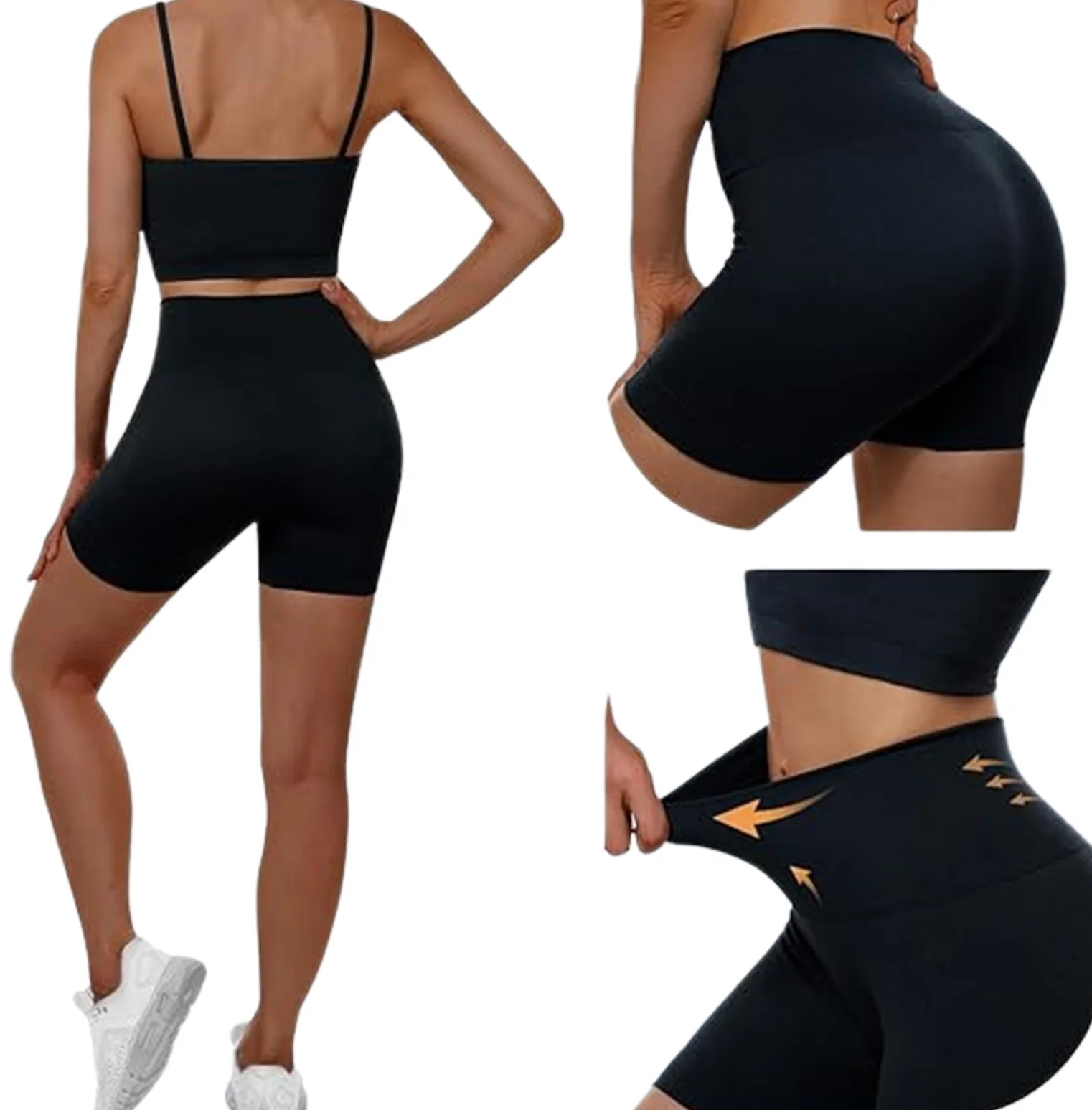Workout Short Bra Sets, High Waist Gym Yoga Sets Two Piece Outfits for Women the sports bra and high-waisted leggings gym outfit