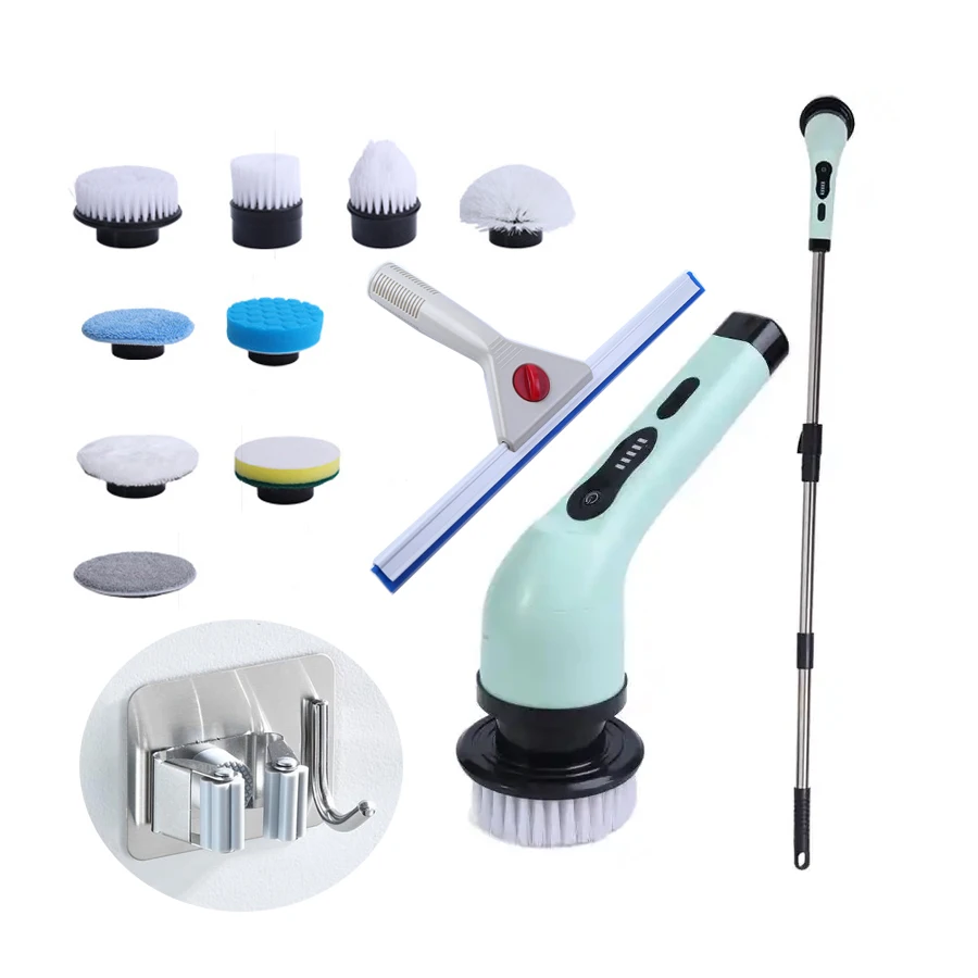 9 in 1 adjustable detachable Electric Spin Scrubber long handle cordless cleaning brush scrubber for sofa toilet floor house