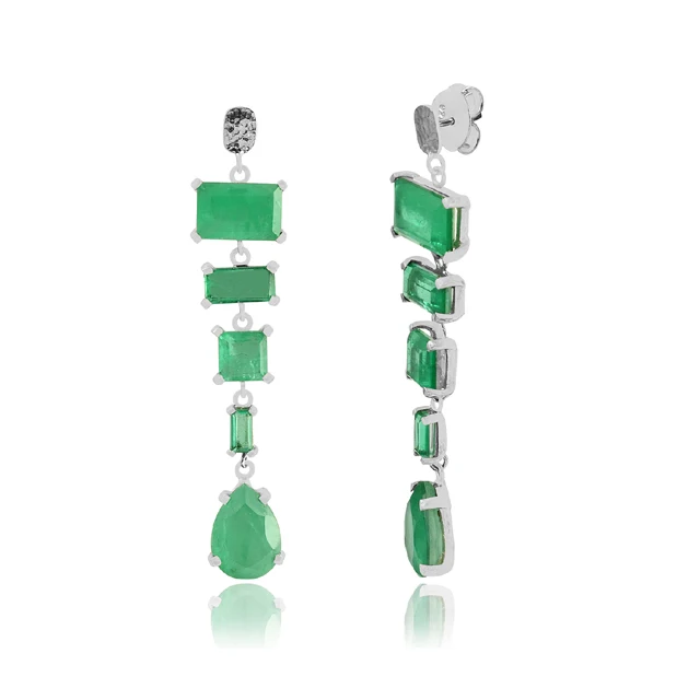 fashion new design emerald quartz earrings 925 sterling silver gemstone drop earring jewelry for women