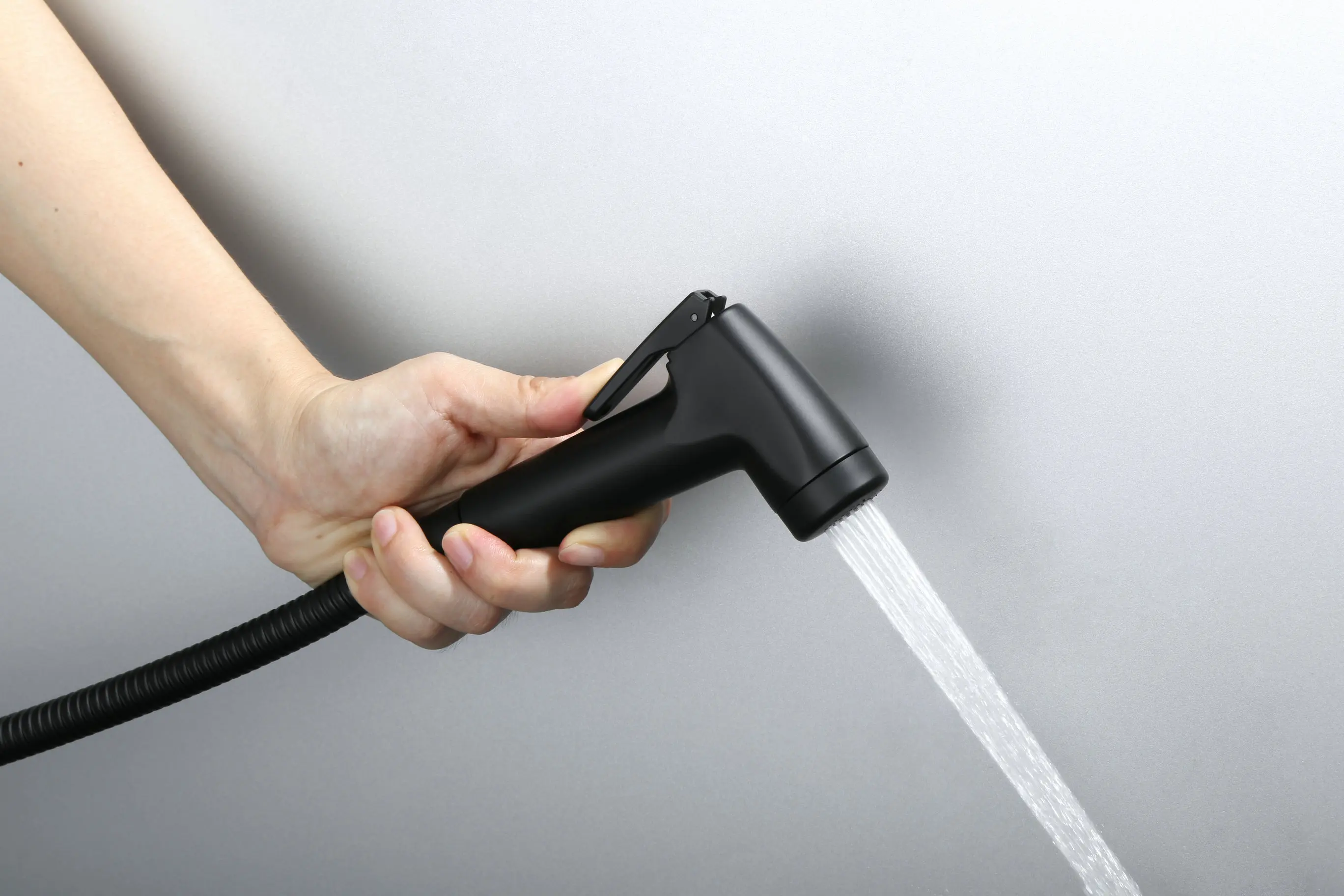 Stainless Steel Shattaf Handheld Black Bidet Adjustable Sprayer Kit Toilet with Hot and Cold Mixing Valve