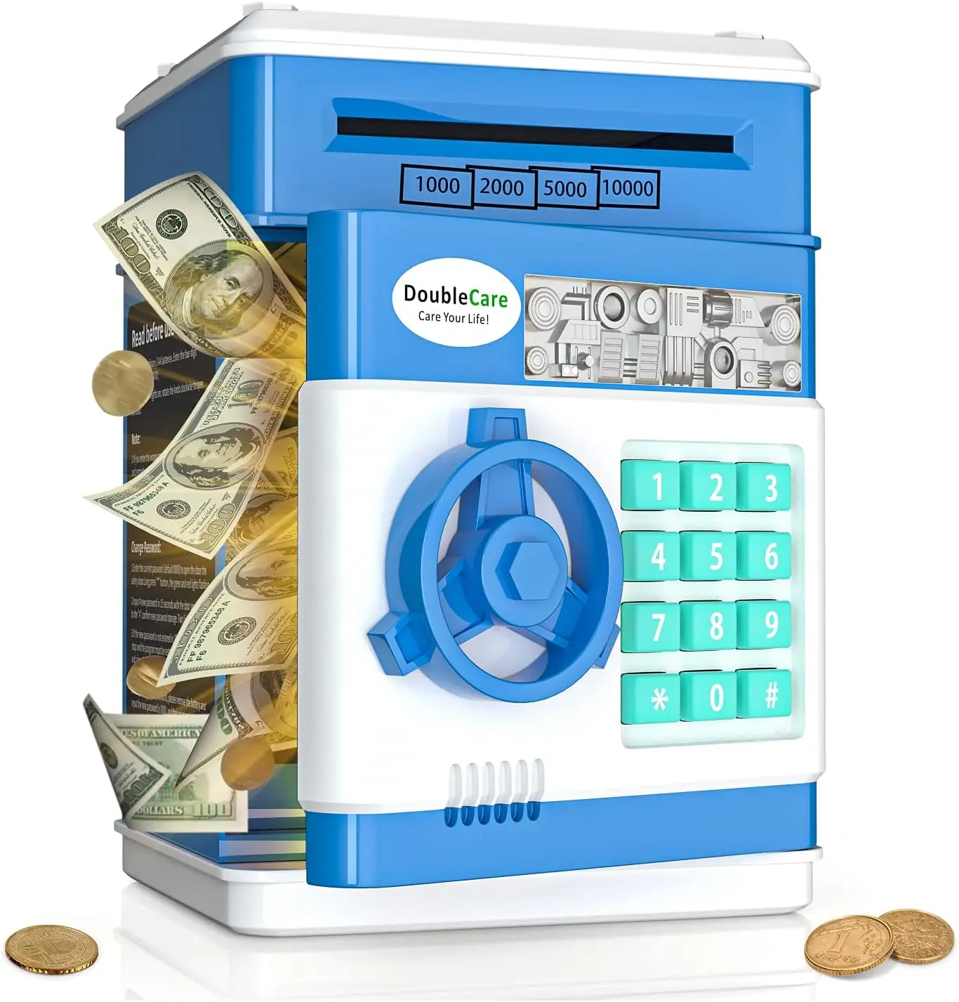 Auto Scroll Cash Safe Box Electronic Piggy Bank for Kids, Money Bank with Password Cute Mini ATM Piggy Bank Coin Can